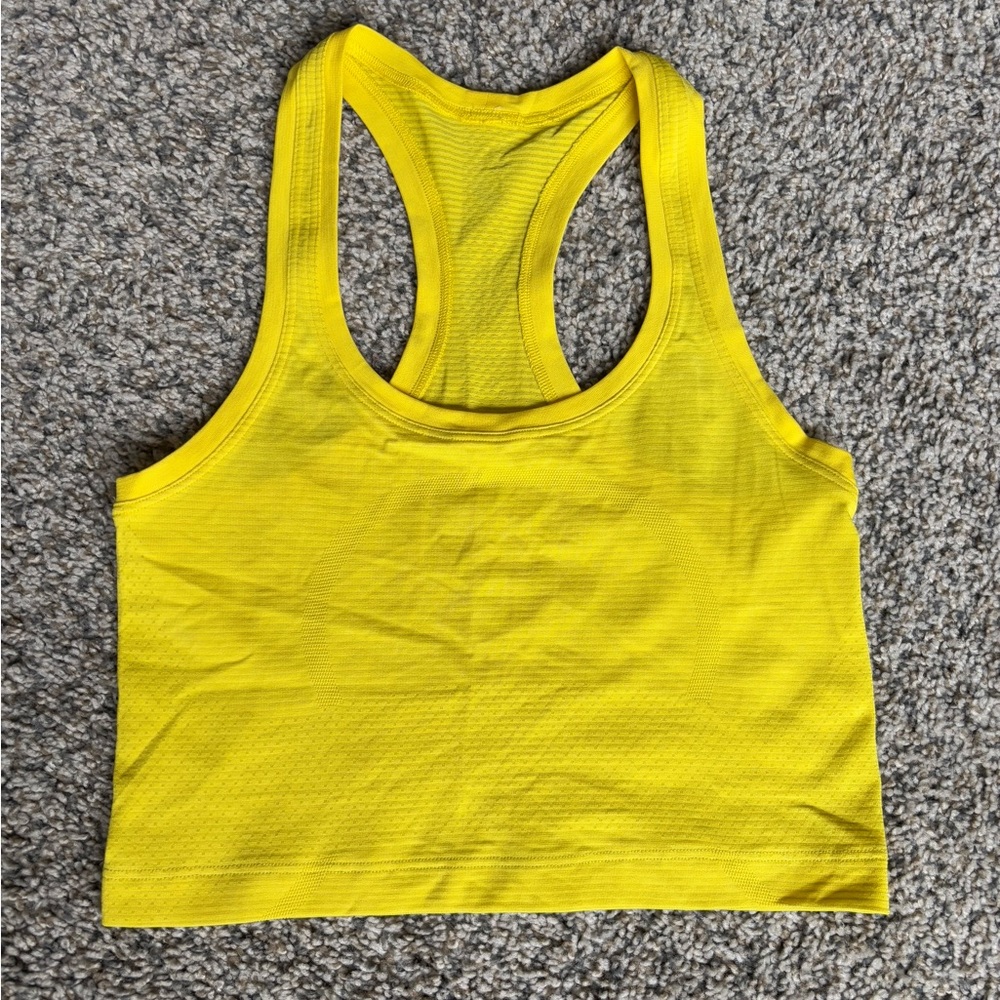 Cropped yellow lululemon swiftly tank top
